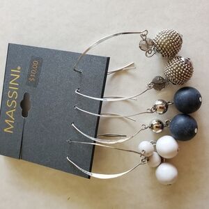 Massini Silver and Black Dangle Earrings